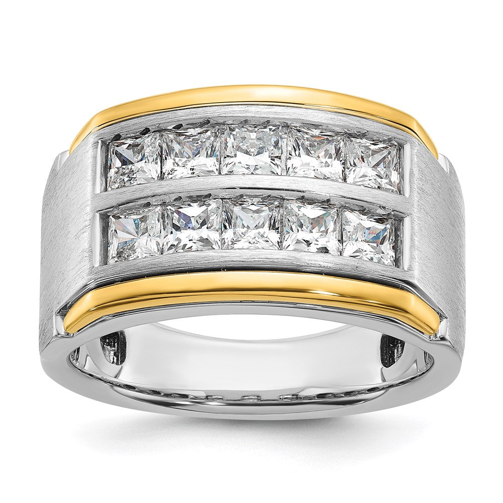 14K Two Tone Ibgoodman 2 Carat Lab Grown Diamond Vs/Si+ G+ Princess Complete Polished And Satin Row Men'S Ring