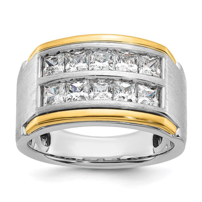 14K Two Tone Ibgoodman 2 Carat Lab Grown Diamond Vs/Si+ G+ Princess Complete Polished And Satin Row Men'S Ring