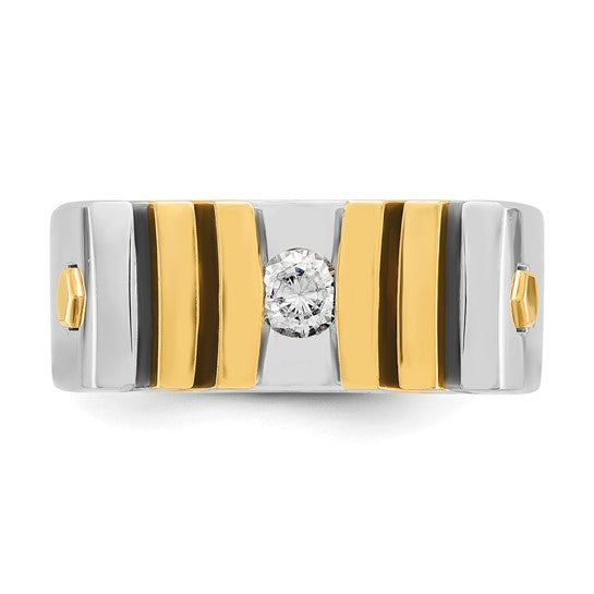 14k Two-tone Gold Men's 1/3 carat Diamond Complete Ring