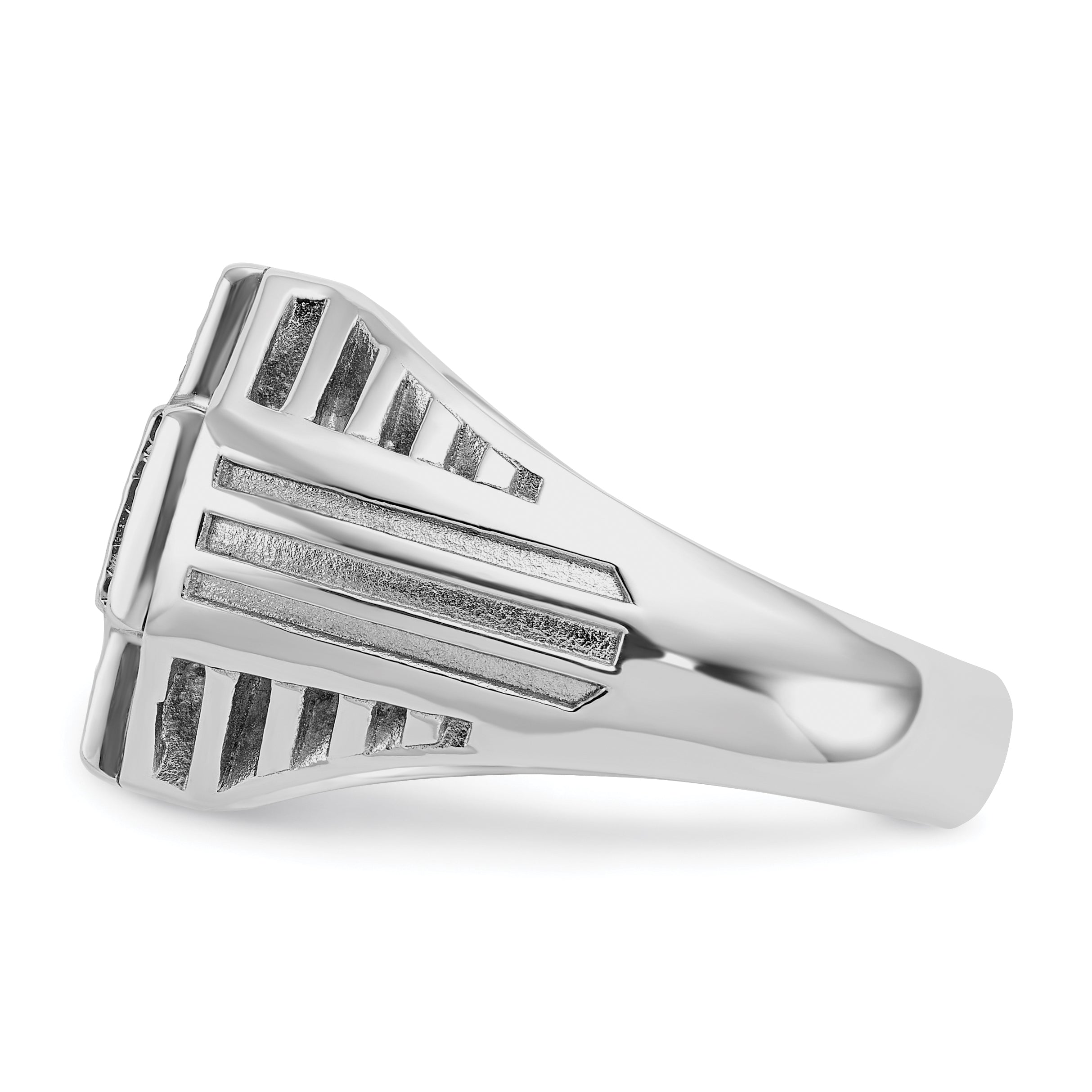14k White Gold Men's Polished and Satin 1/2 carat Diamond Complete Ring