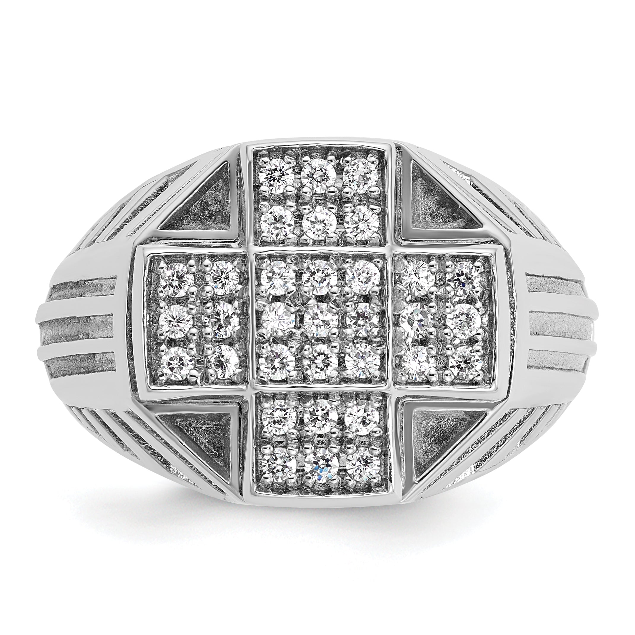 14k White Gold Men's Polished and Satin 1/2 carat Diamond Complete Ring
