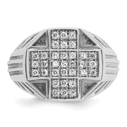 14k White Gold Men's Polished and Satin 1/2 carat Diamond Complete Ring