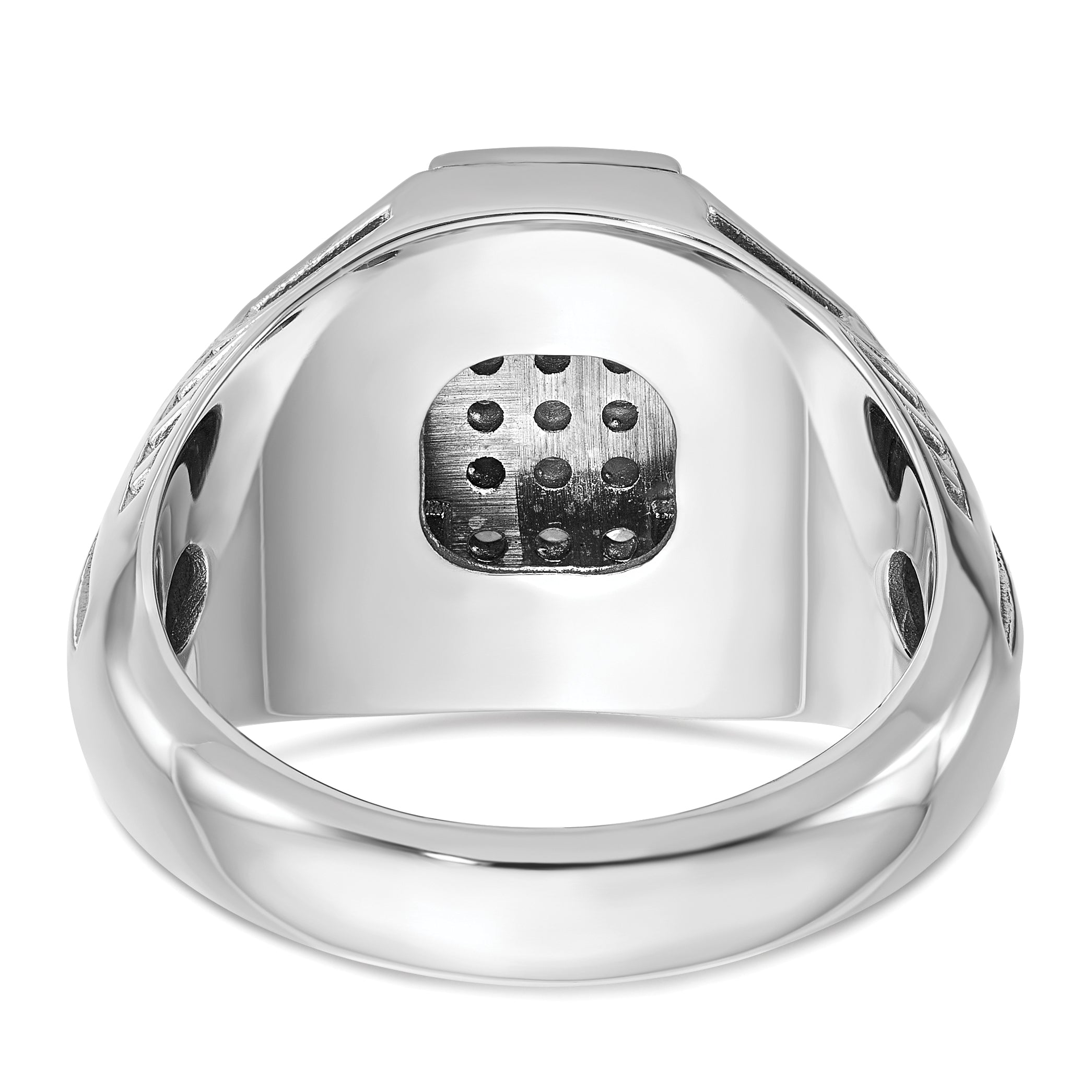14k White Gold Men's Polished and Satin 1/2 carat Diamond Complete Ring