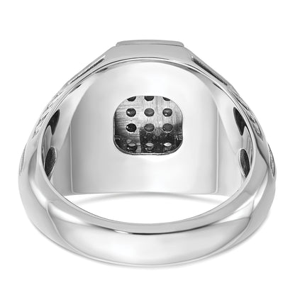 14k White Gold Men's Polished and Satin 1/2 carat Diamond Complete Ring