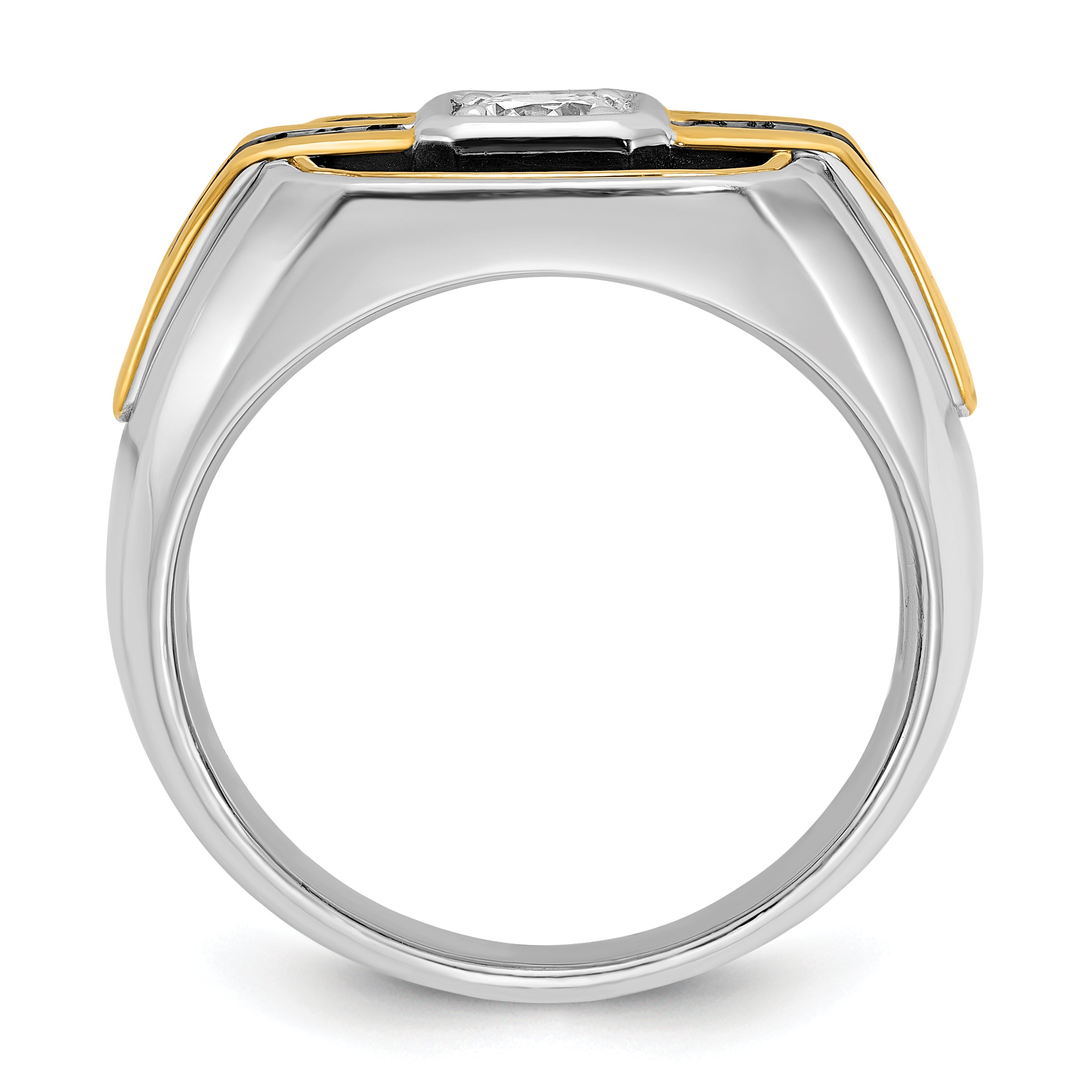 14k Two-tone Gold w/Black Rhodium Men's Satin 1/4 carat Black/White Diamond Complete Ring