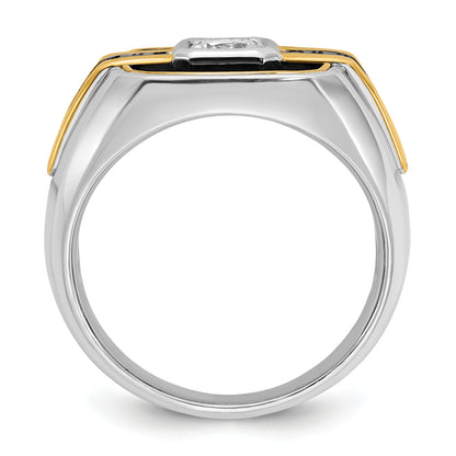 14k Two-tone Gold w/Black Rhodium Men's Satin 1/4 carat Black/White Diamond Complete Ring