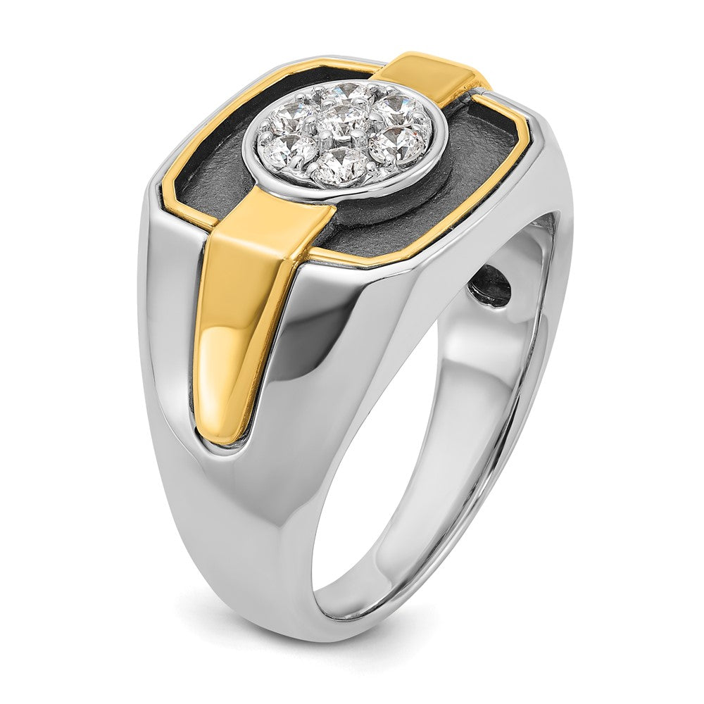 14k Two-tone Gold w/Black Rhodium Men's 1/2 carat Diamond Complete Ring
