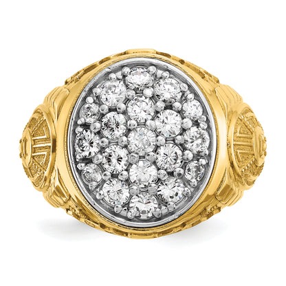 10K Two-Tone Ibgoodman Men'S Polished And Textured Oval Cluster Ring Mounting