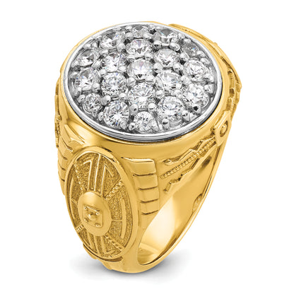 10K Two-Tone Ibgoodman Men'S Polished And Textured Oval Cluster Ring Mounting