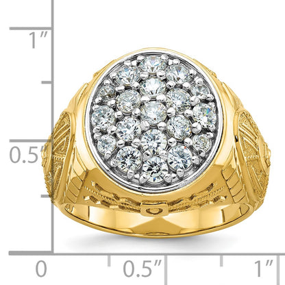 10K Two-Tone Ibgoodman Men'S Polished And Textured Oval Cluster Ring Mounting
