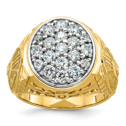 10K Two-Tone Ibgoodman Men'S Polished And Textured Oval Cluster Ring Mounting
