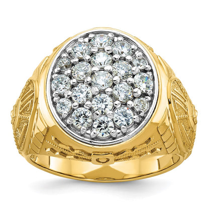 14k Two-Tone 1 5/8 Ct. Lab Grown Diamond VS/SI+ G+ Complete Oval Men's Cluster Ring