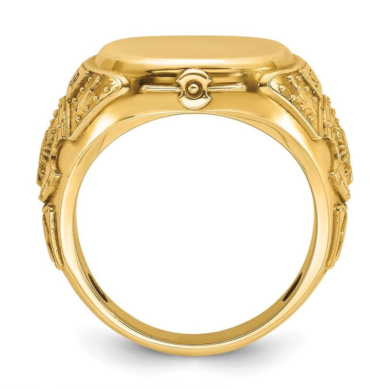 14k Yellow Gold 16.5x14.8mm Men's Cushion Signet Ring