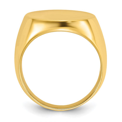 14k Yellow Gold 20x18mm Men's Round Signet Ring