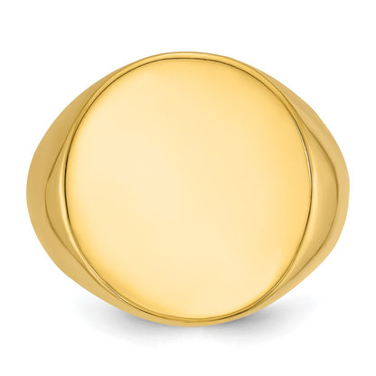 14k Yellow Gold 20x18mm Men's Round Signet Ring