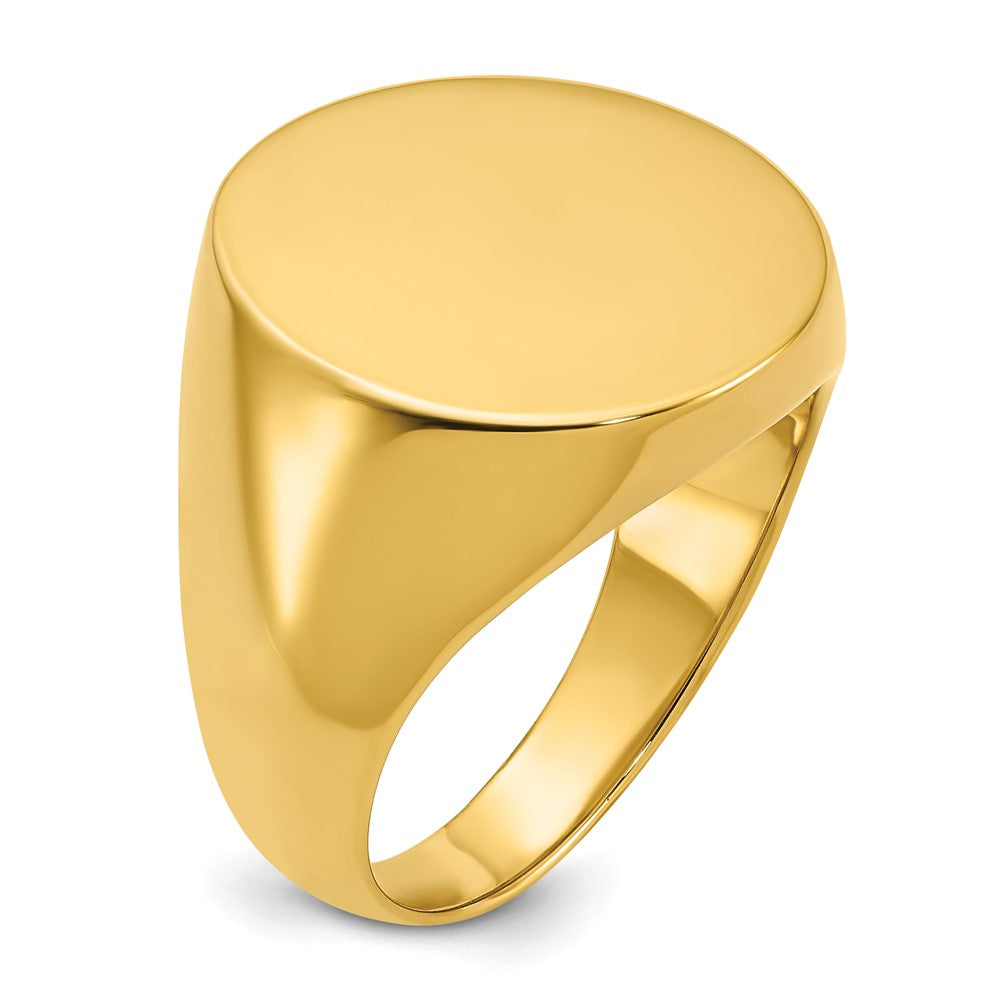 14k Yellow Gold 20x18mm Men's Round Signet Ring