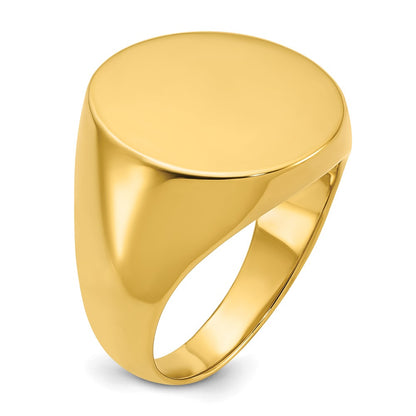 14k Yellow Gold 20x18mm Men's Round Signet Ring