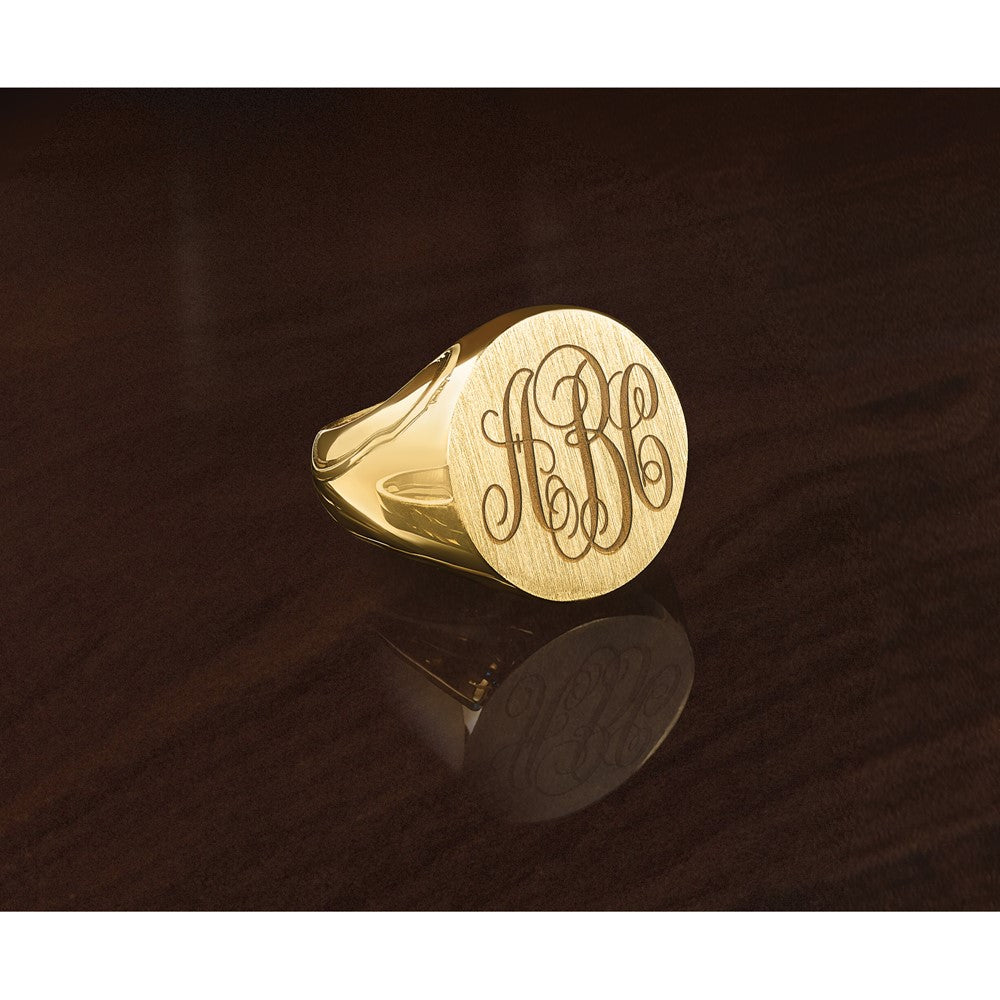 14k Yellow Gold 20x18mm Men's Round Signet Ring