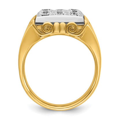 14k Two-tone Gold Men's Scroll Design 2 carat Diamond Complete Ring