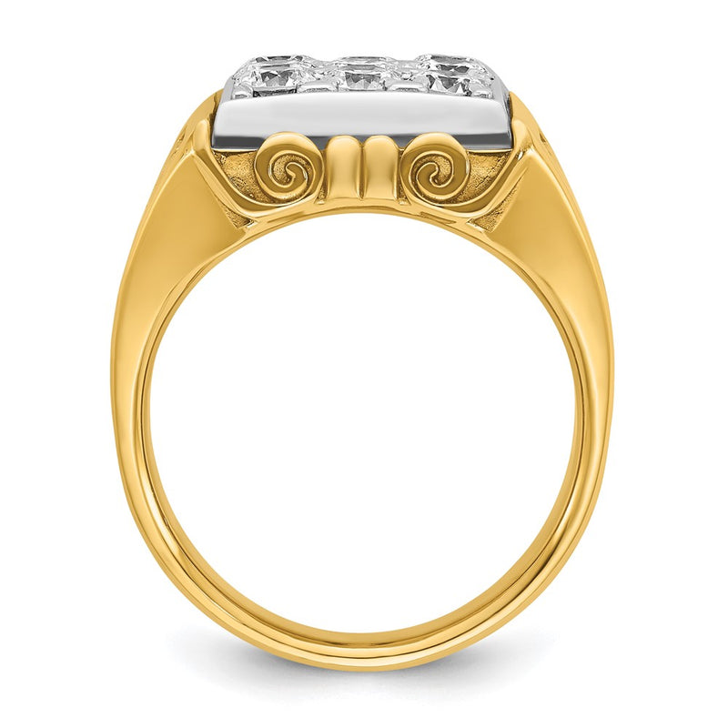 14k Two-tone Gold Men's Scroll Design 2 carat Diamond Complete Ring