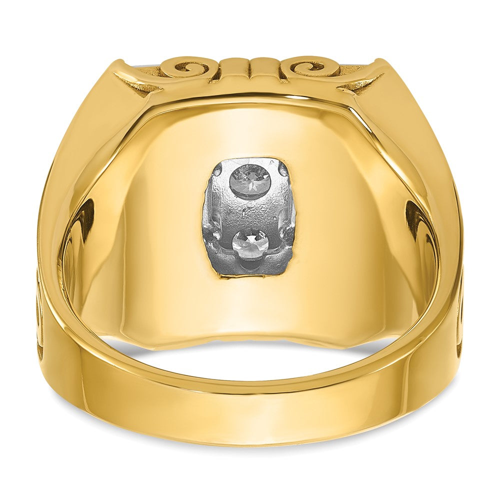 14k Two-tone Gold Men's Scroll Design 2 carat Diamond Complete Ring