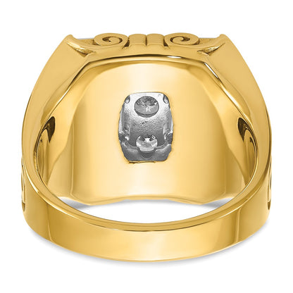 14k Two-tone Gold Men's Scroll Design 2 carat Diamond Complete Ring