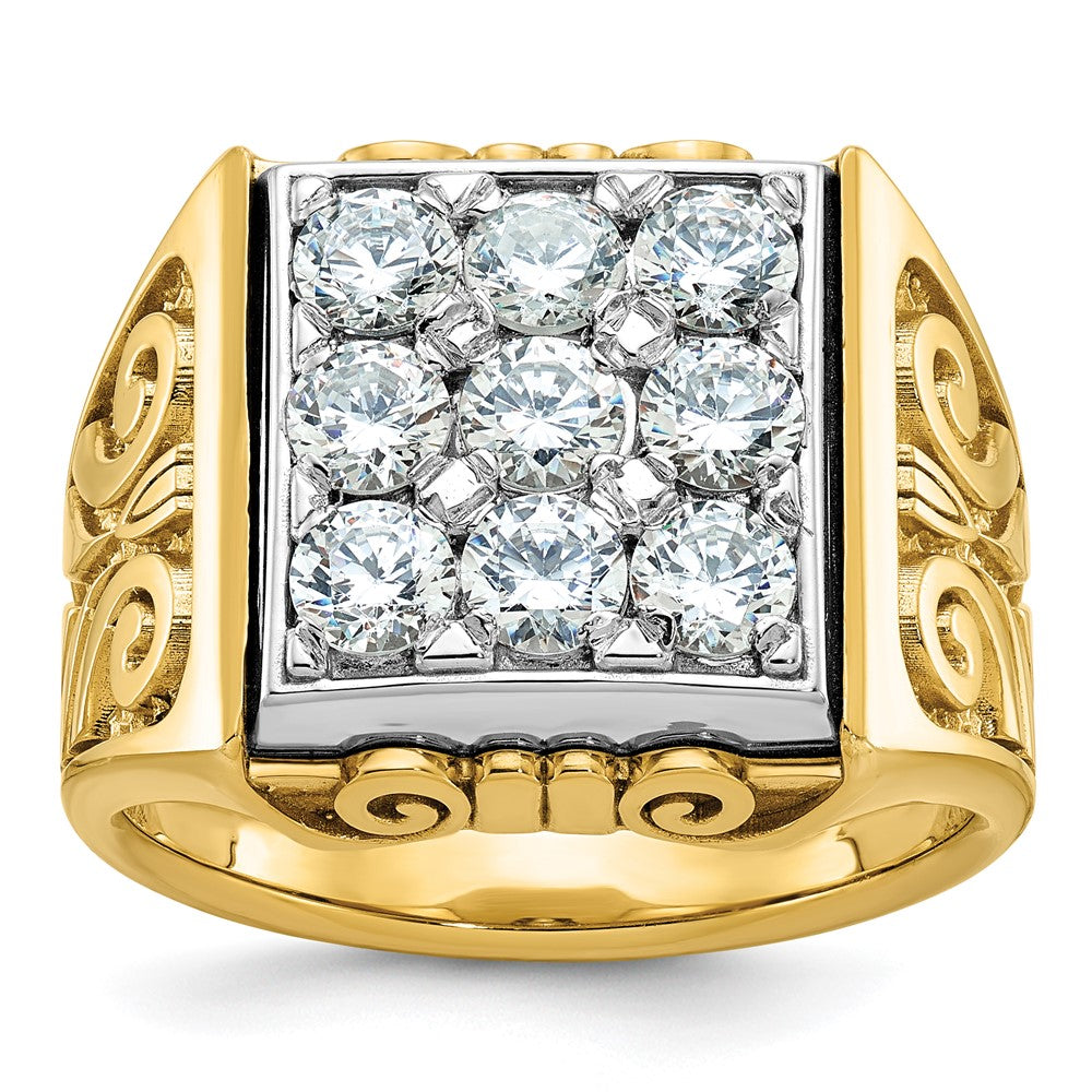 14k Two-tone Gold Men's Scroll Design 2 carat Diamond Complete Ring