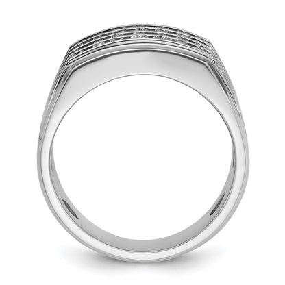14k White Gold Men's Four-row 1.5 carat Diamond Complete Ring