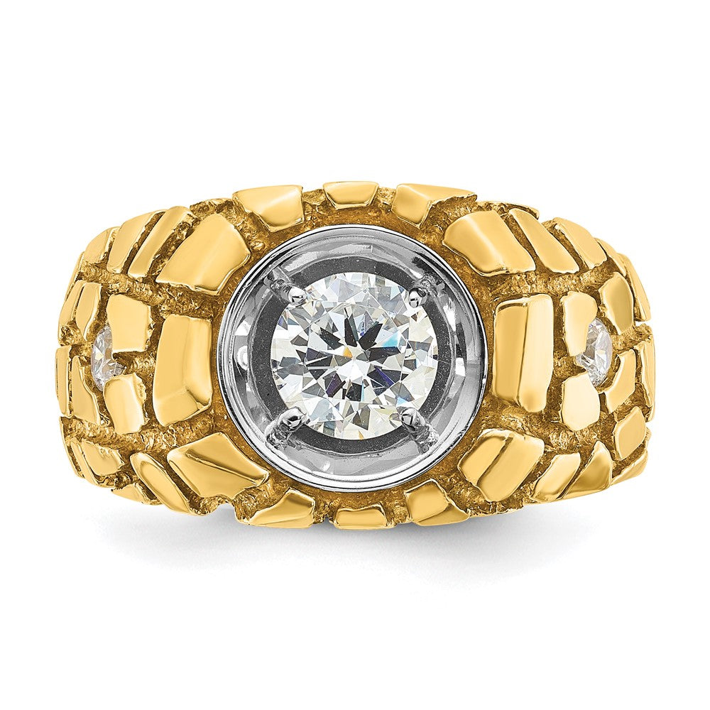 14K Two Tone Ibgoodman 1 Carat Lab Grown Diamond Vs+ F+ Complete Men'S Nugget Ring