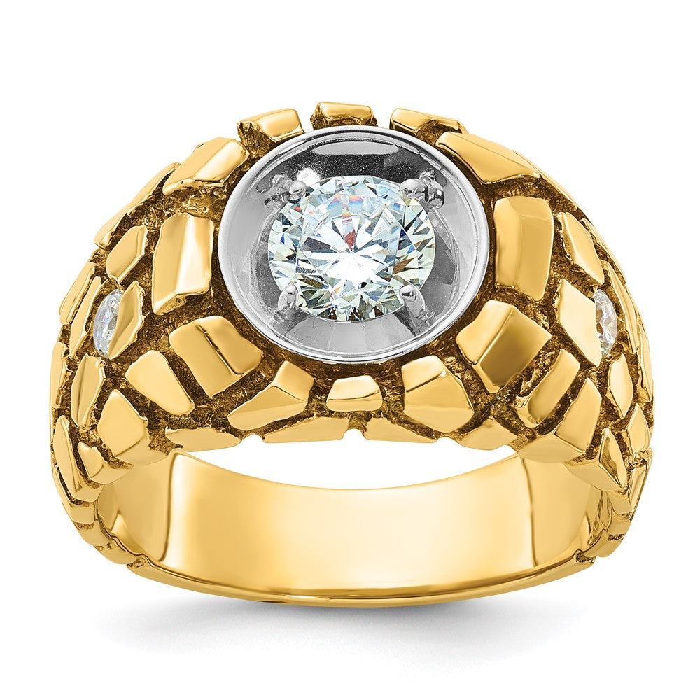 14K Two Tone Ibgoodman 1 Carat Lab Grown Diamond Vs+ F+ Complete Men'S Nugget Ring