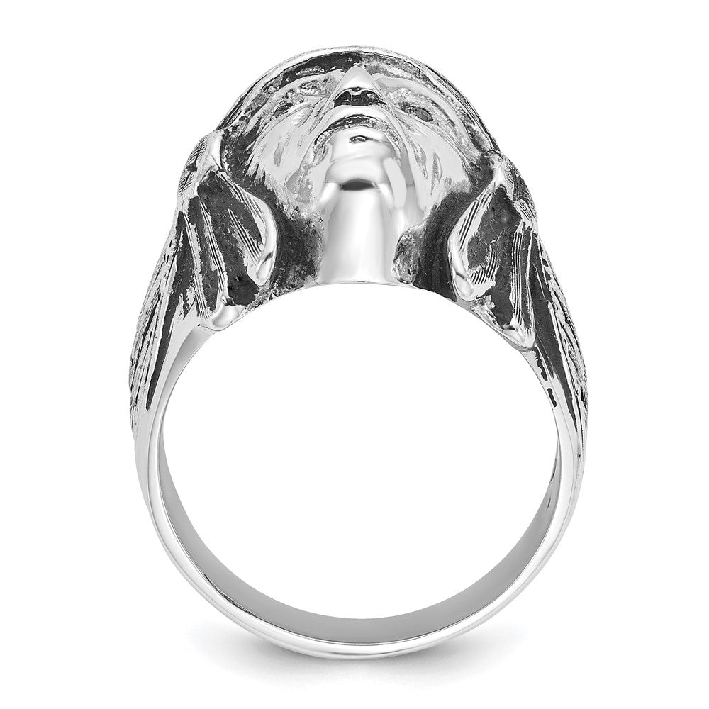 14K White Gold IBGoodman Men's Antiqued Black Diamond Native Headdress Complete Ring