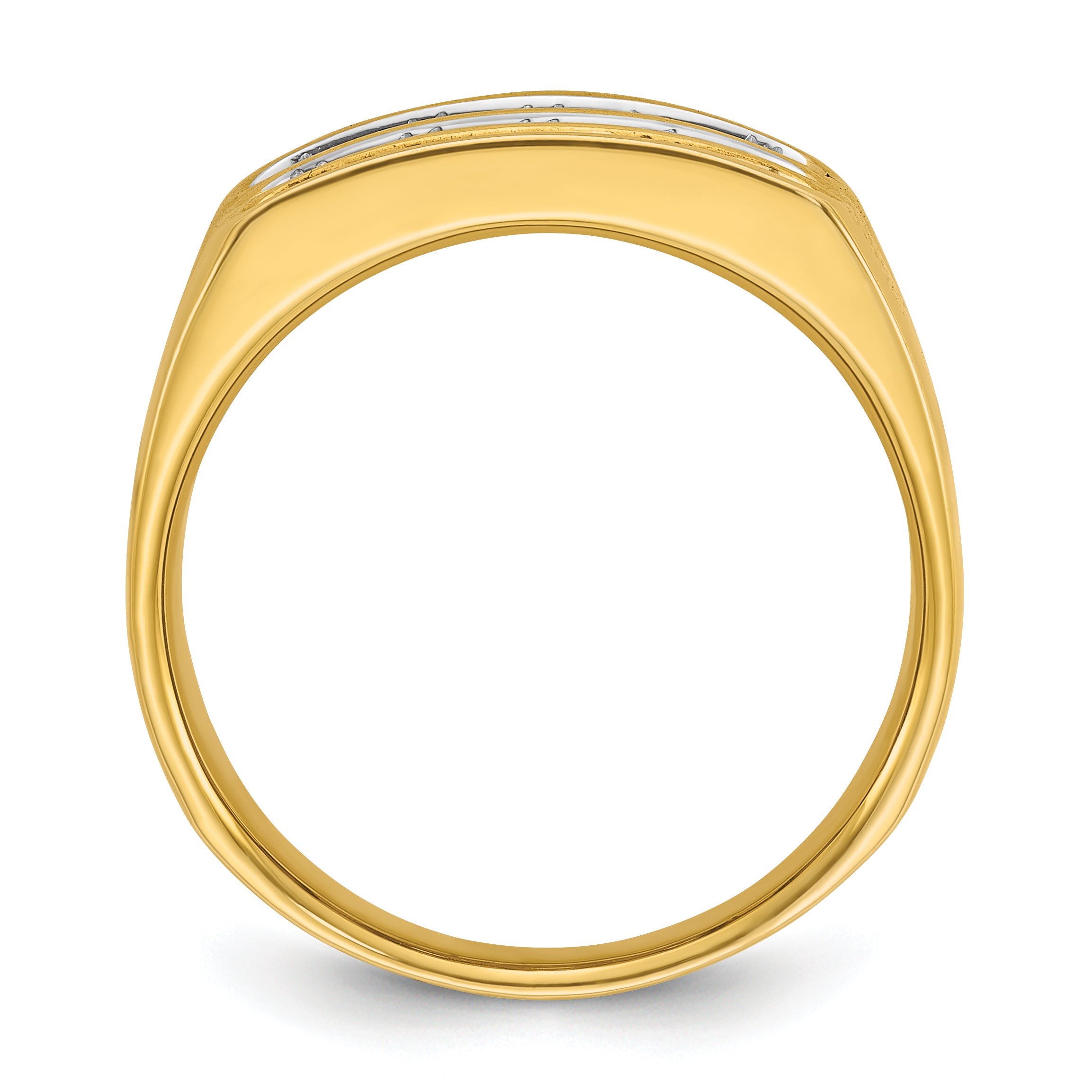 14k Yellow Gold with White Rhodium 2 Ct. Lab Grown Diamond VS/SI+ G+ Three Row Men's Ring