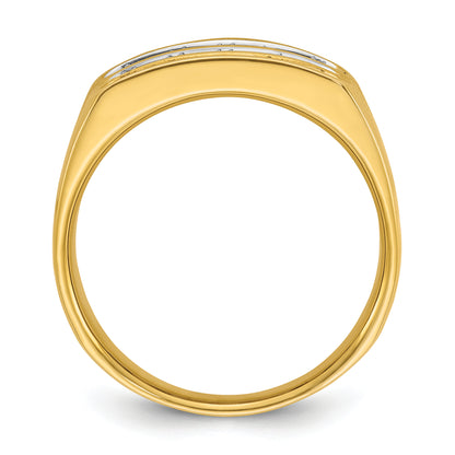14k Yellow Gold with White Rhodium 2 Ct. Lab Grown Diamond VS/SI+ G+ Three Row Men's Ring