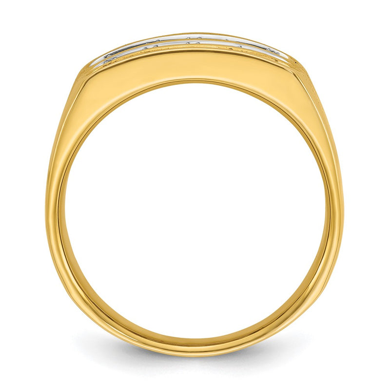 14k Yellow Gold Men's Three-row Diamond 1.5 carat Complete Ring