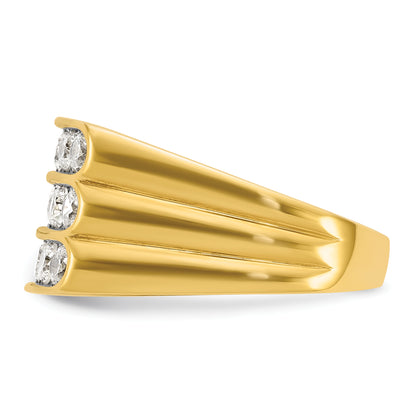 14k Yellow Gold with White Rhodium 2 Ct. Lab Grown Diamond VS/SI+ G+ Three Row Men's Ring