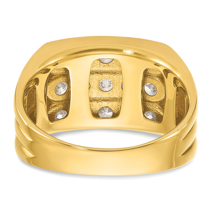14k Yellow Gold with White Rhodium 2 Ct. Lab Grown Diamond VS/SI+ G+ Three Row Men's Ring