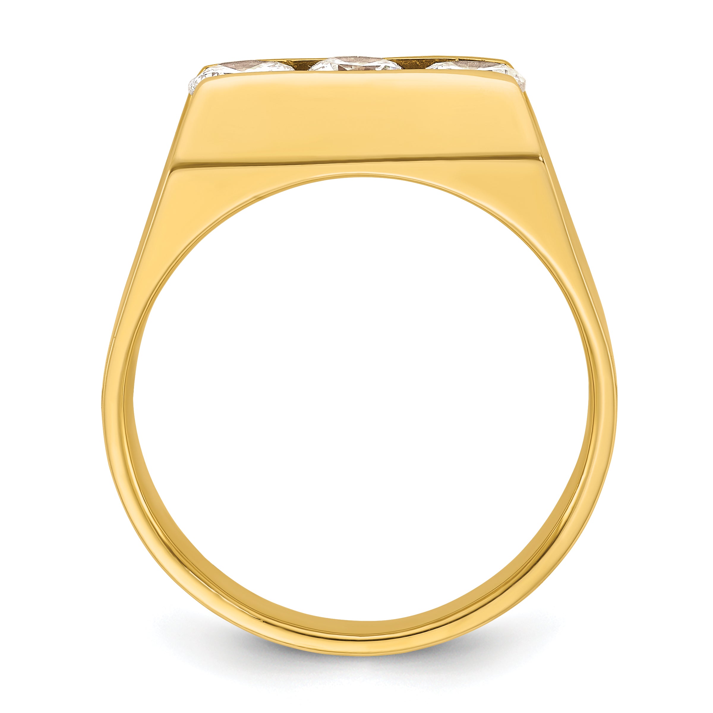 14k Yellow Gold 1 Ct. Lab Grown Diamond VS/SI+ G+ Three Stone Men's Ring
