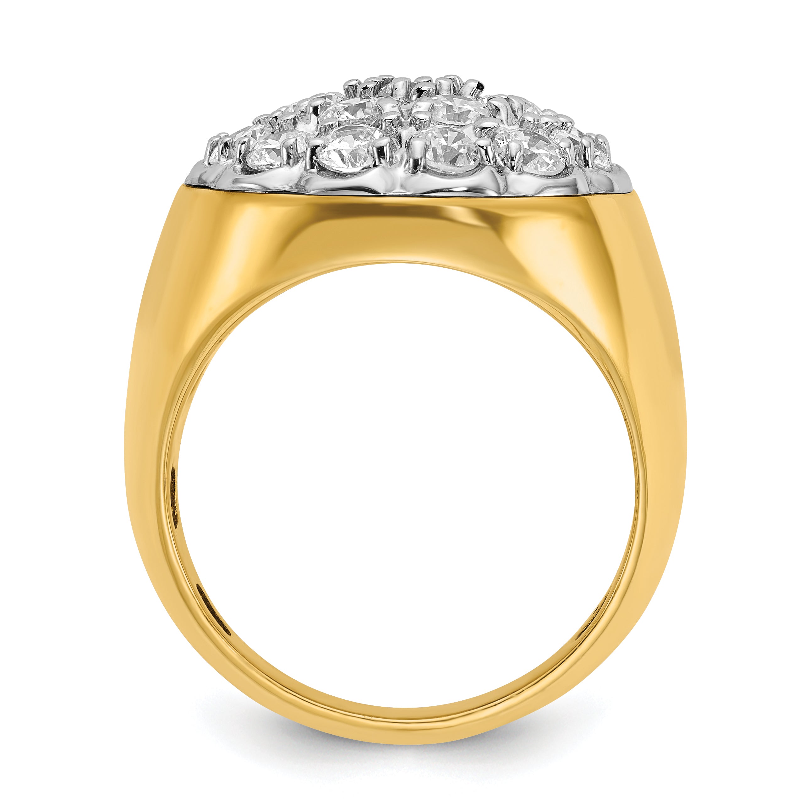14k Two-tone Gold Men's 3.25 carat Diamond Cluster Complete Ring