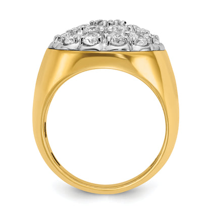 14k Two-tone Gold Men's 3.25 carat Diamond Cluster Complete Ring