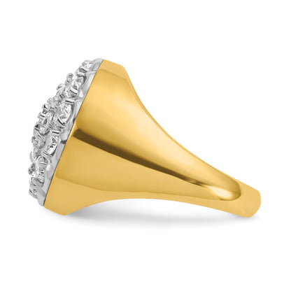 14k Two-tone Gold Men's 3.25 carat Diamond Cluster Complete Ring