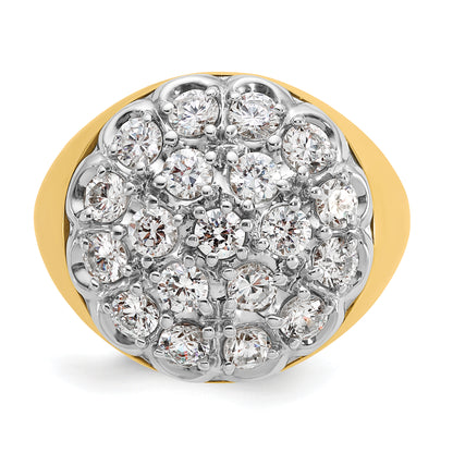 14k Two-tone Gold Men's 3.25 carat Diamond Cluster Complete Ring