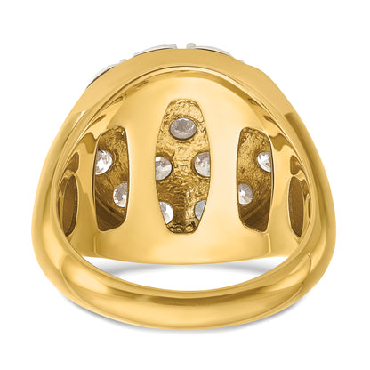14k Two-tone Gold Men's 3.25 carat Diamond Cluster Complete Ring