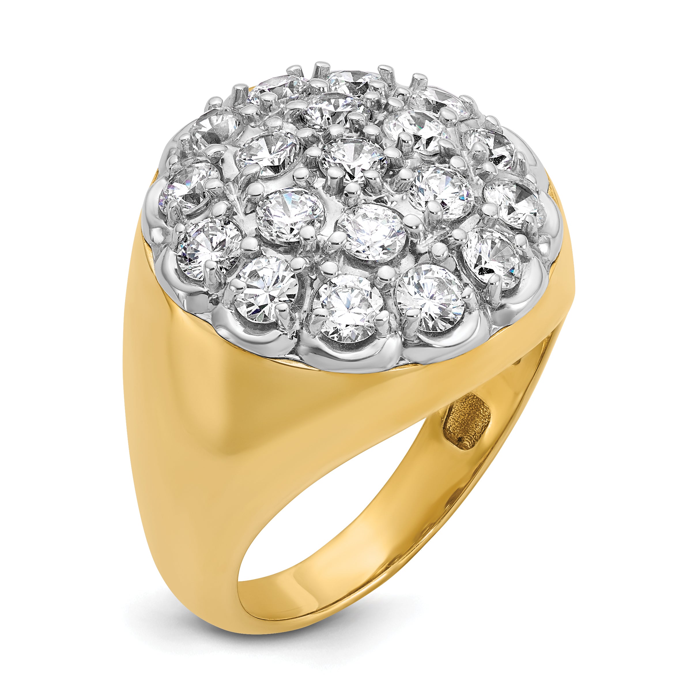 14k Two-tone Gold Men's 3.25 carat Diamond Cluster Complete Ring