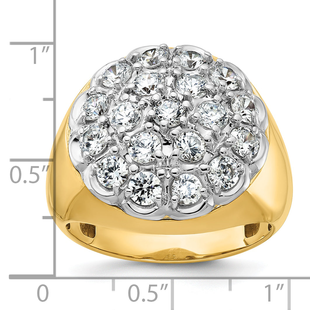 14k Two-tone Gold Men's 3.25 carat Diamond Cluster Complete Ring
