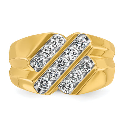 14k Yellow Gold Men's 3/4 carat Diamond Complete Ring