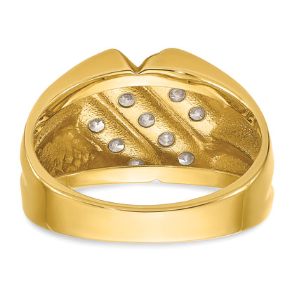 14k Yellow Gold Men's 3/4 carat Diamond Complete Ring