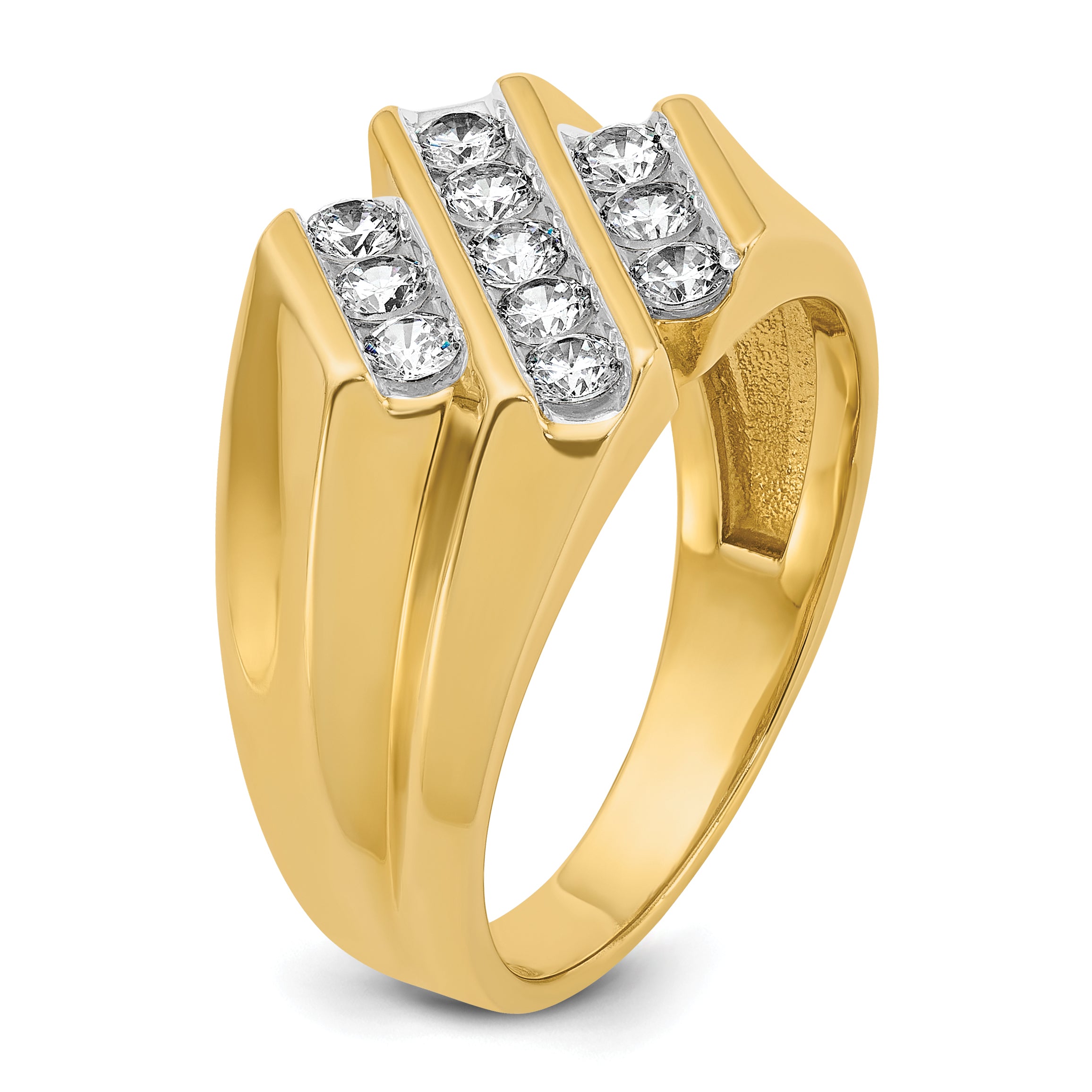 14k Yellow Gold Men's 3/4 carat Diamond Complete Ring