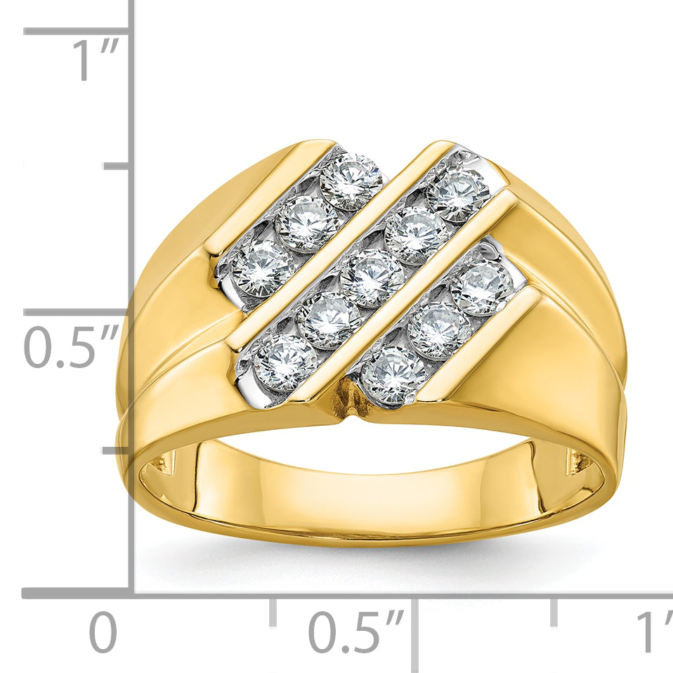 14k Yellow Gold Men's 3/4 carat Diamond Complete Ring