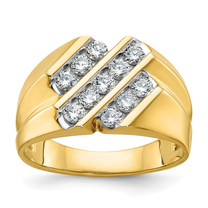 14k Yellow Gold  3/4 Ct. Lab Grown Diamond VS/SI+ G+ Complete Polished and Grooved Men's Ring