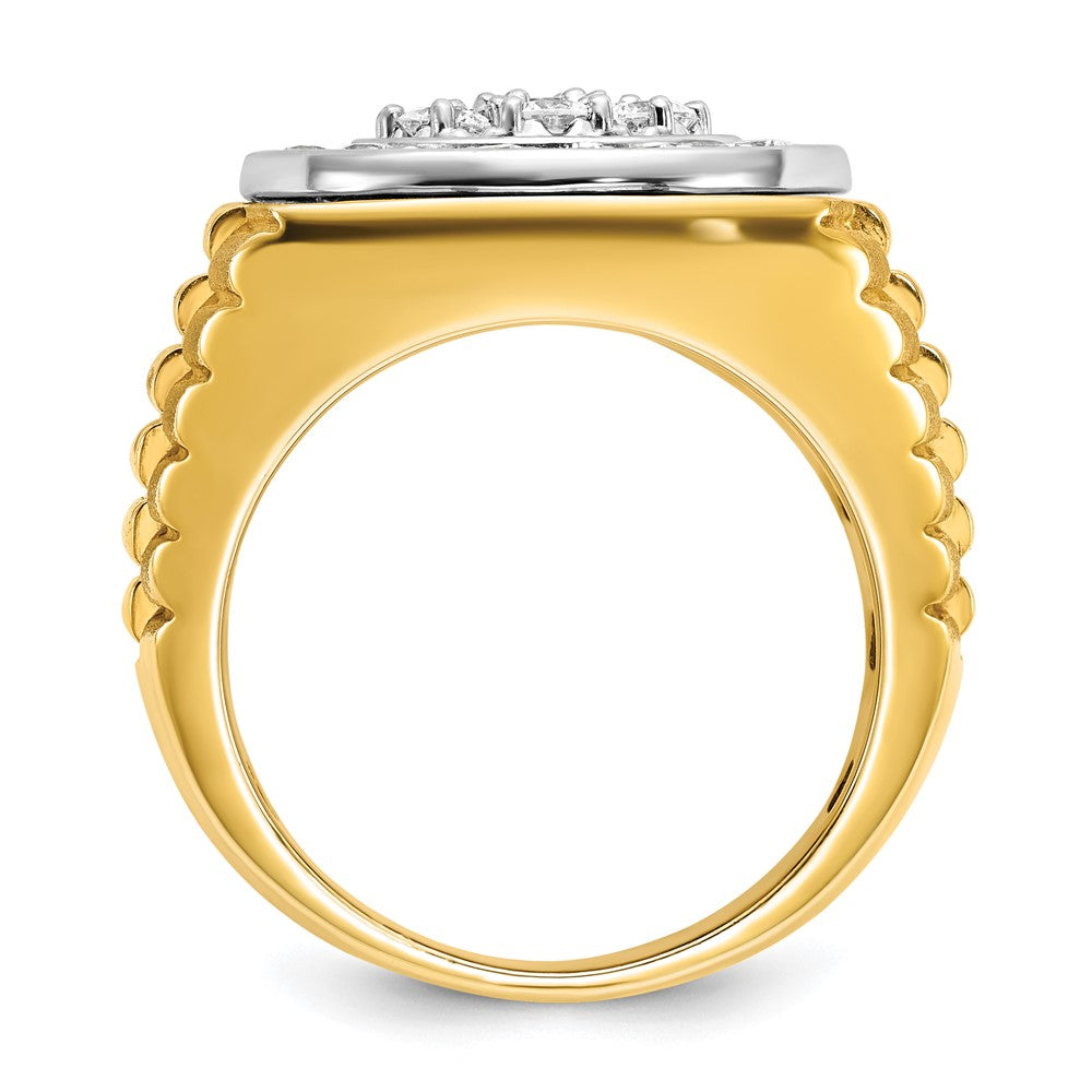 14k Two-Tone 1 7/8 Ct. Lab Grown Diamond VS/SI+ G+ Ribbed Men's Cluster Ring